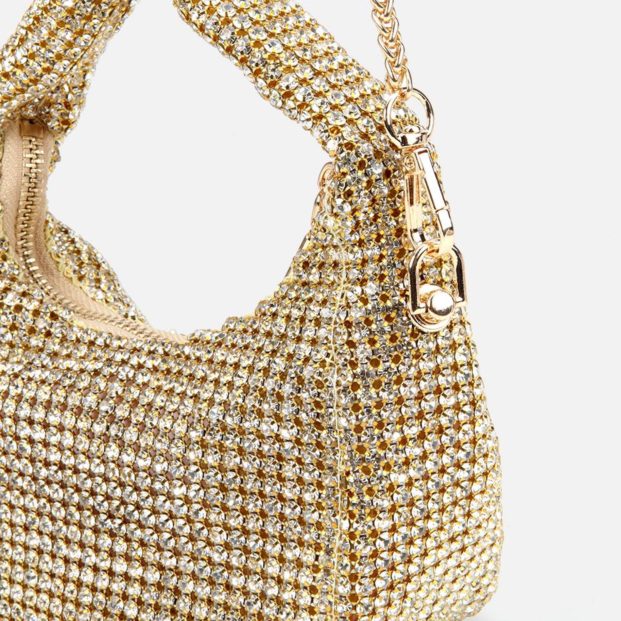 Kadın Gold Taşlı Portföy Çanta