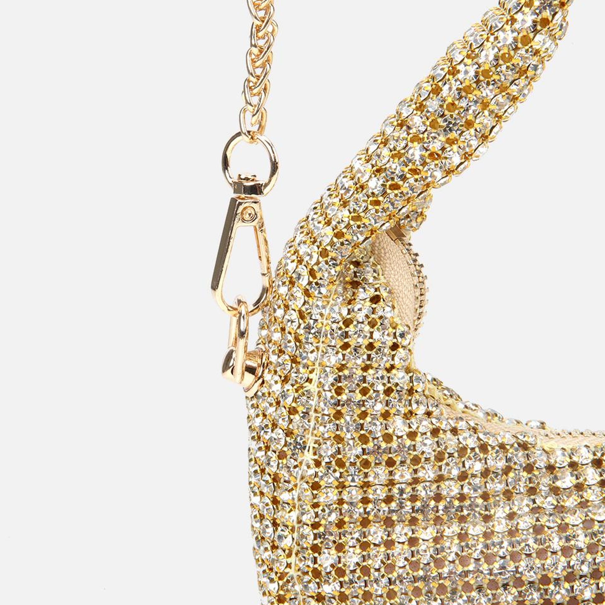 Kadın Gold Taşlı Portföy Çanta