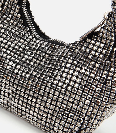  Kadın Gri Taşlı Portföy Çanta