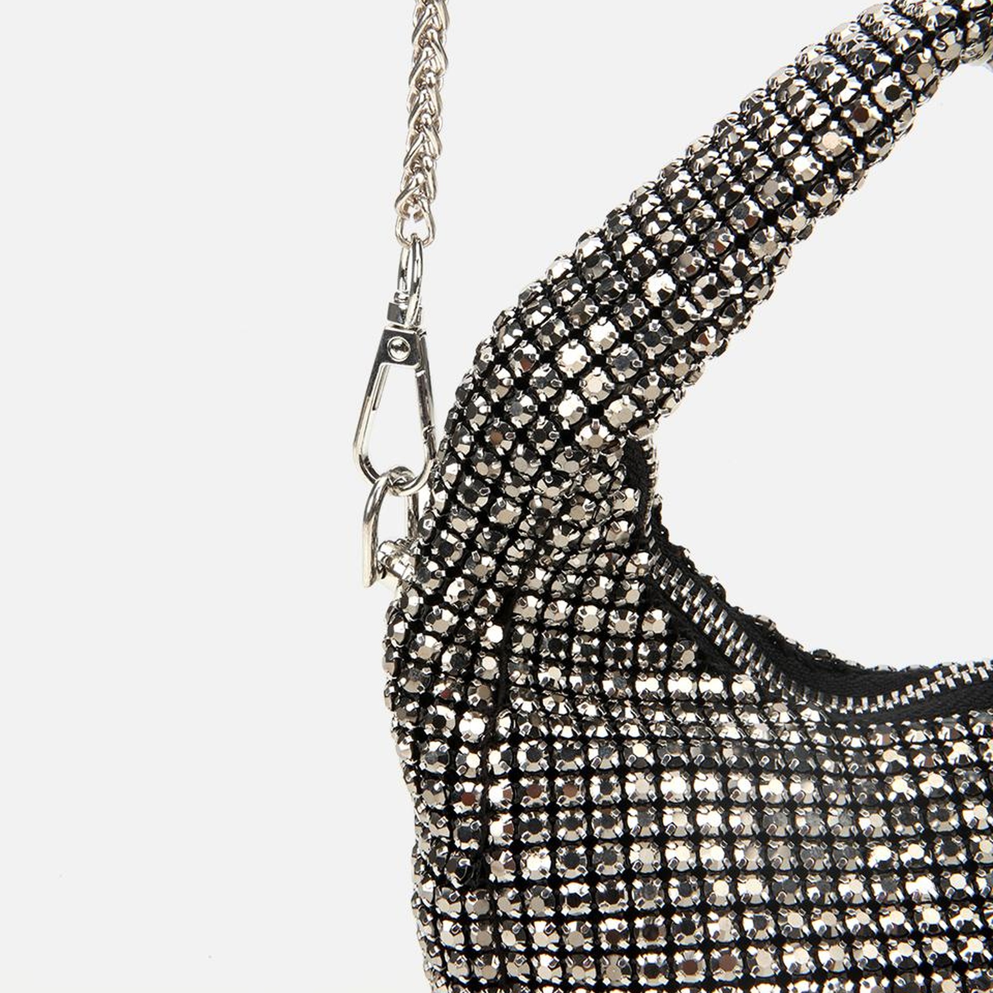 Kadın Gri Taşlı Portföy Çanta