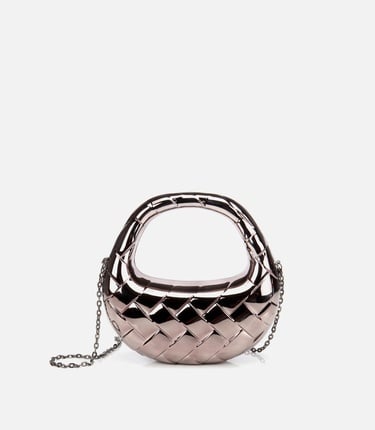  Kadın Gri/Bronz Metalik Dokulu Portföy Çanta