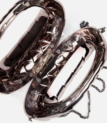  Kadın Gri/Bronz Metalik Dokulu Portföy Çanta