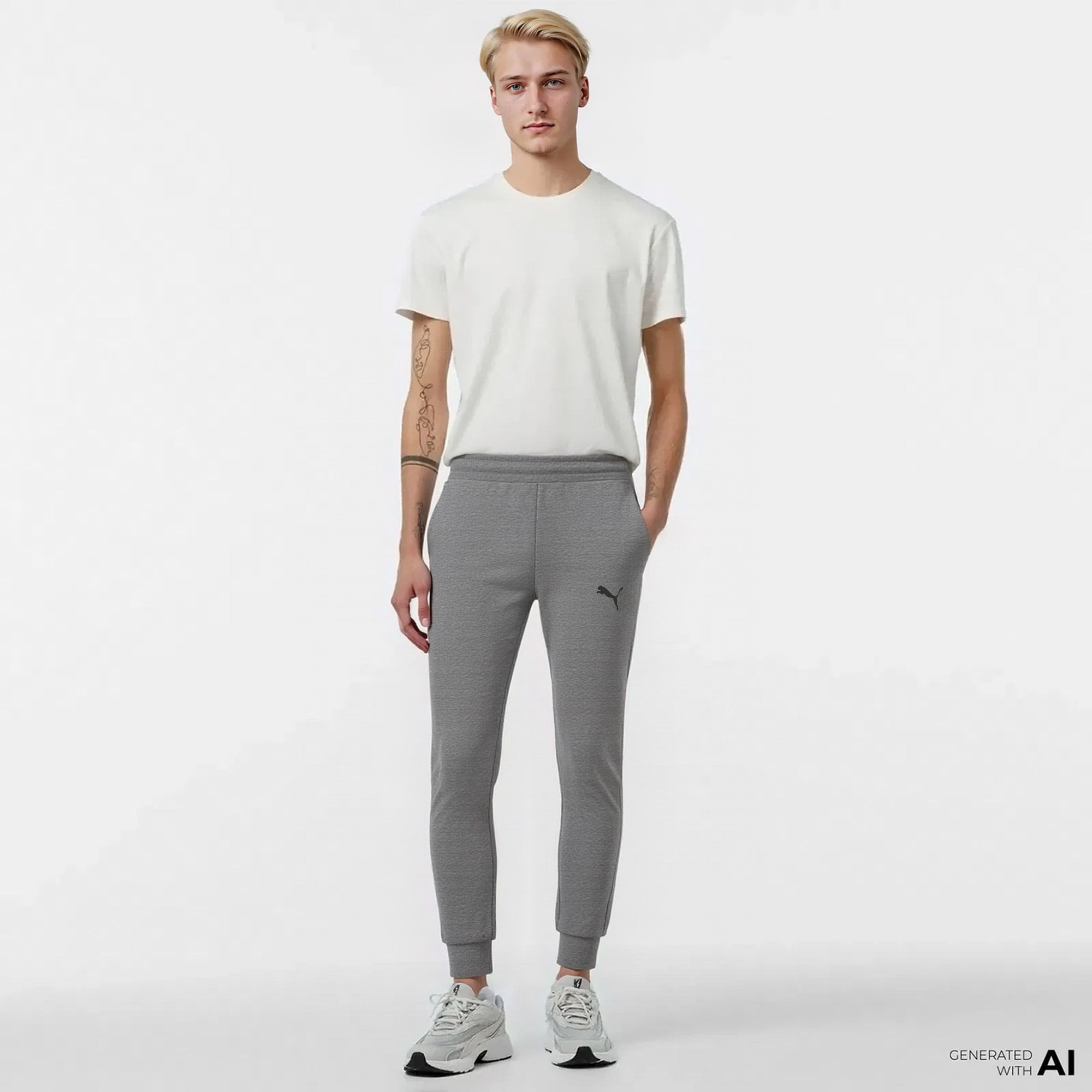  Puma Essential Logo Erkek Gri Günlük Eşofman Altı