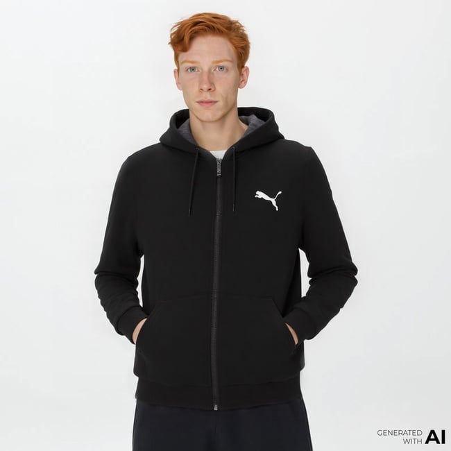  Puma Essentials Small Logo Fz Erkek Siyah Günlük Sweatshirt