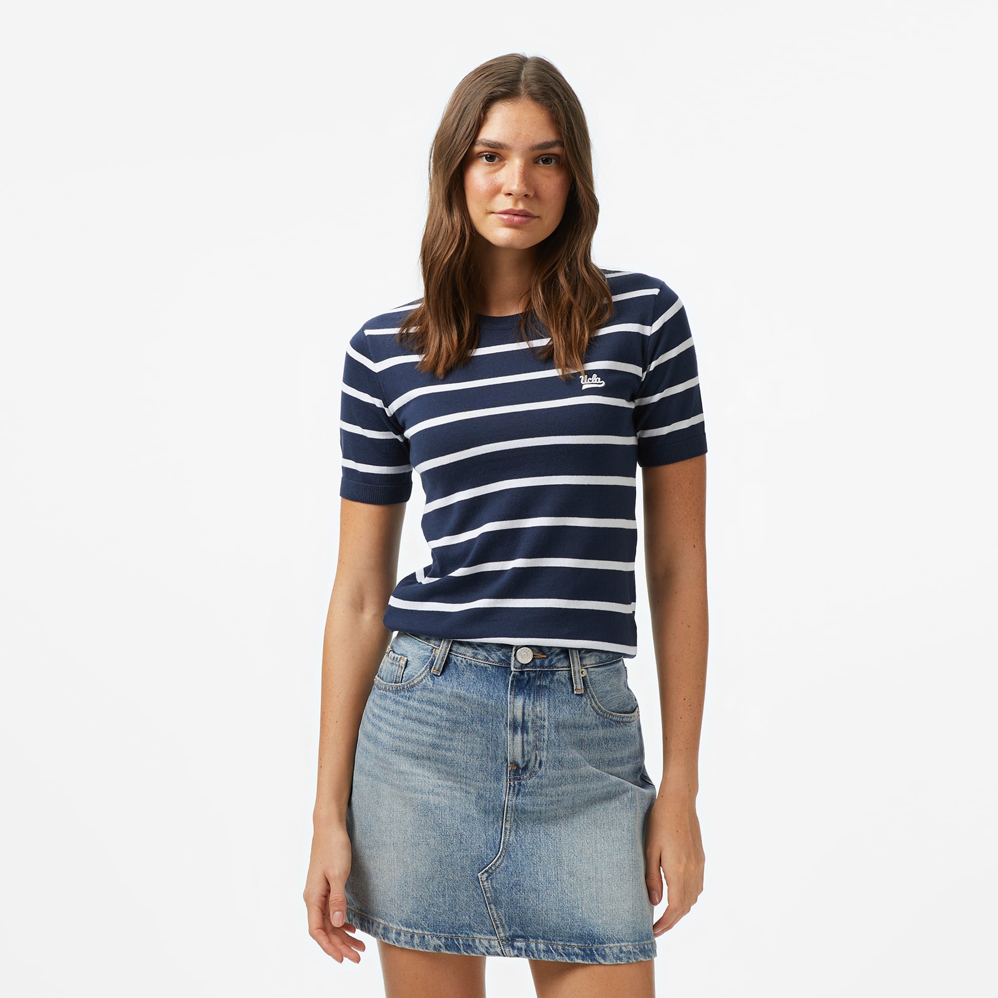  Ucla Misha Kadın Lacivert Bisiklet Yaka Triko T-Shirt