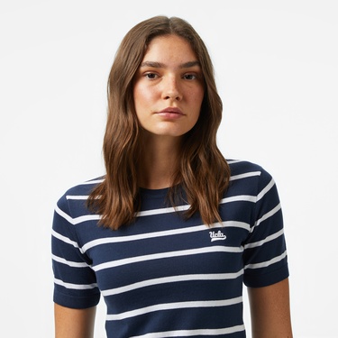  Ucla Misha Kadın Lacivert Bisiklet Yaka Triko T-Shirt