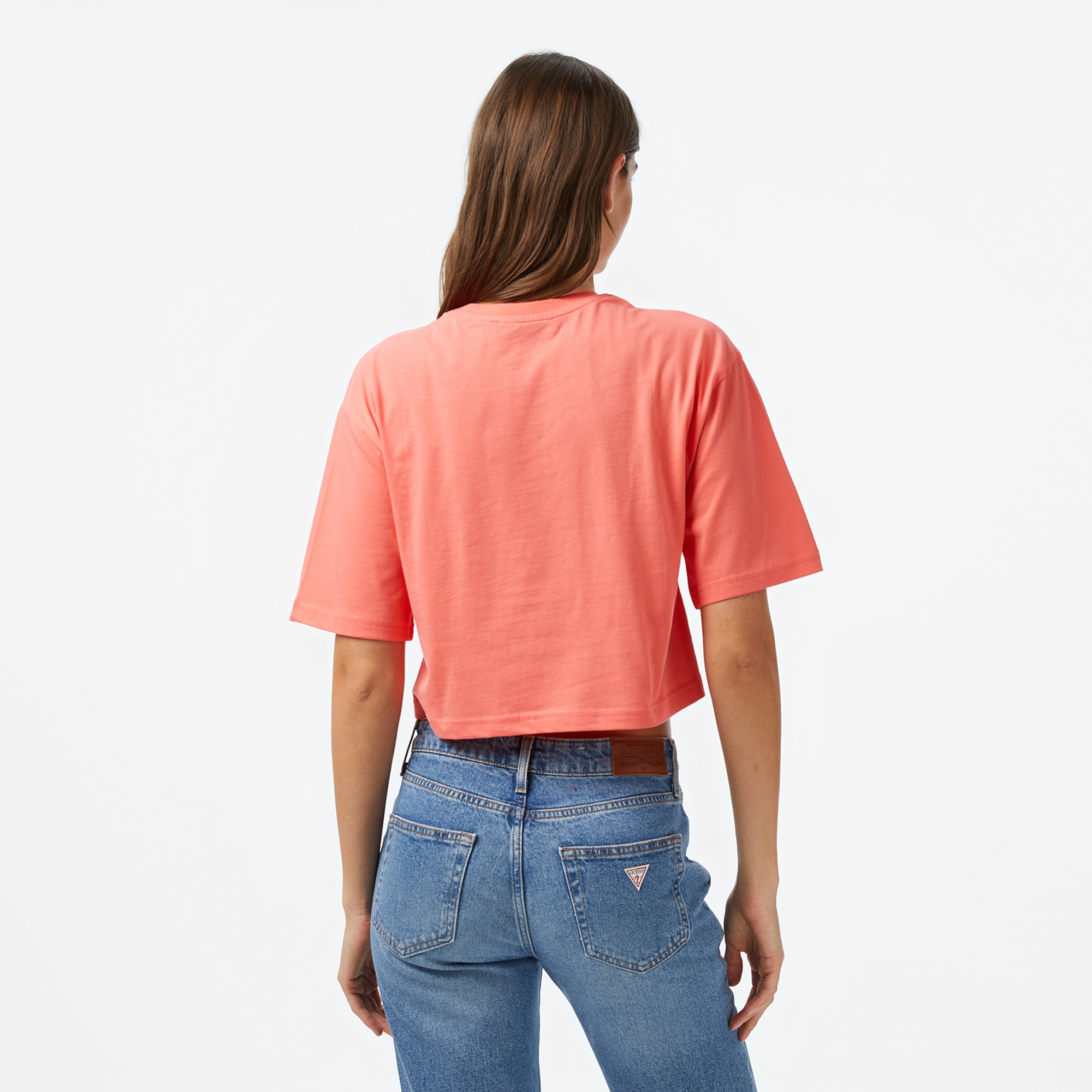 Ucla Helena Kadın Pembe Bisiklet Yaka Crop T-Shirt