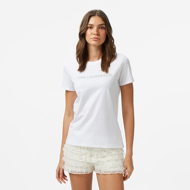  Karl Lagerfeld Kadın Beyaz T-Shirt