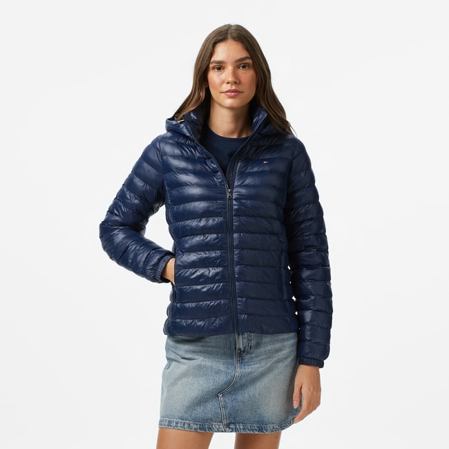  Tommy Hilfiger Padded Slim Kadın Puffer Lacivert Mont