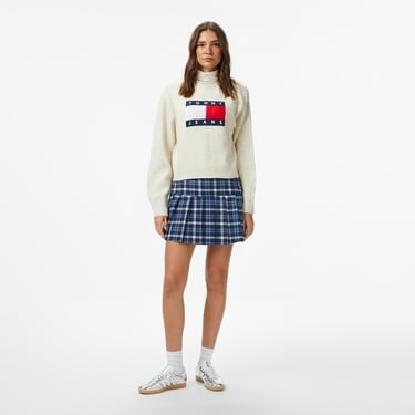  Tommy Jeans Melange Flag Kadın Bej Kazak