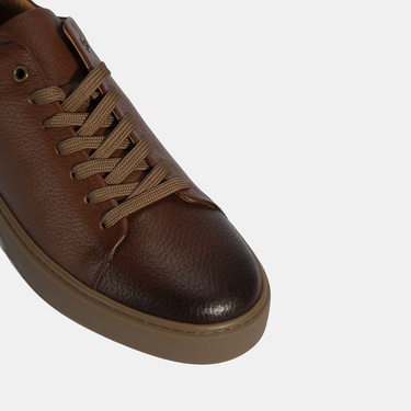  Erkek Taba Bağcıklı Deri Günlük Ayakkabı