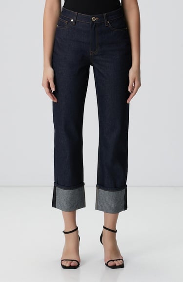  Network Kadın Lacivert Paça Taş Detaylı Denim Pantolon