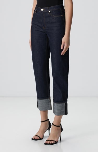  Network Kadın Lacivert Paça Taş Detaylı Denim Pantolon