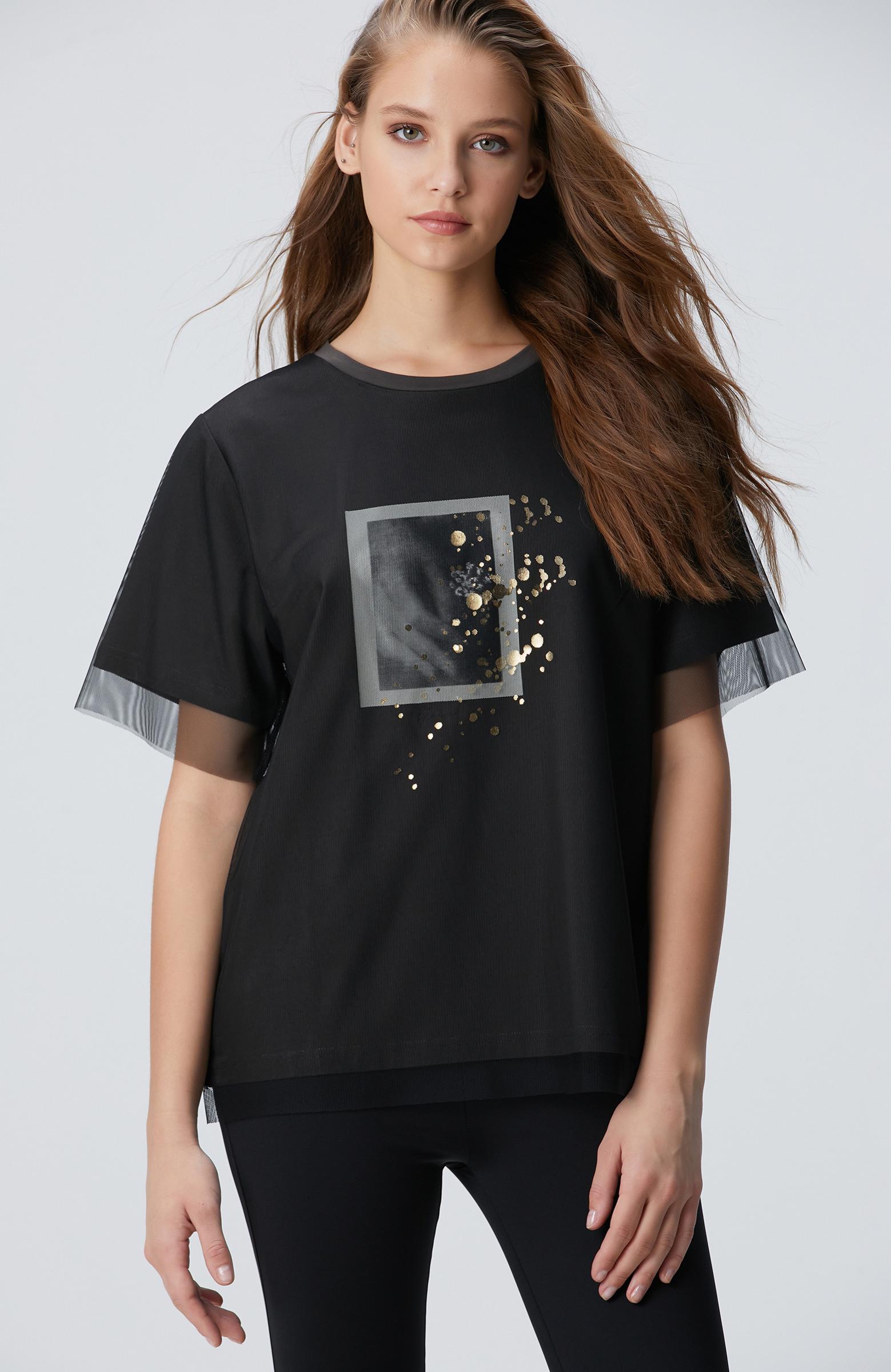  Network Kadın Antrasit N-Tech Tül Garnili T-shirt