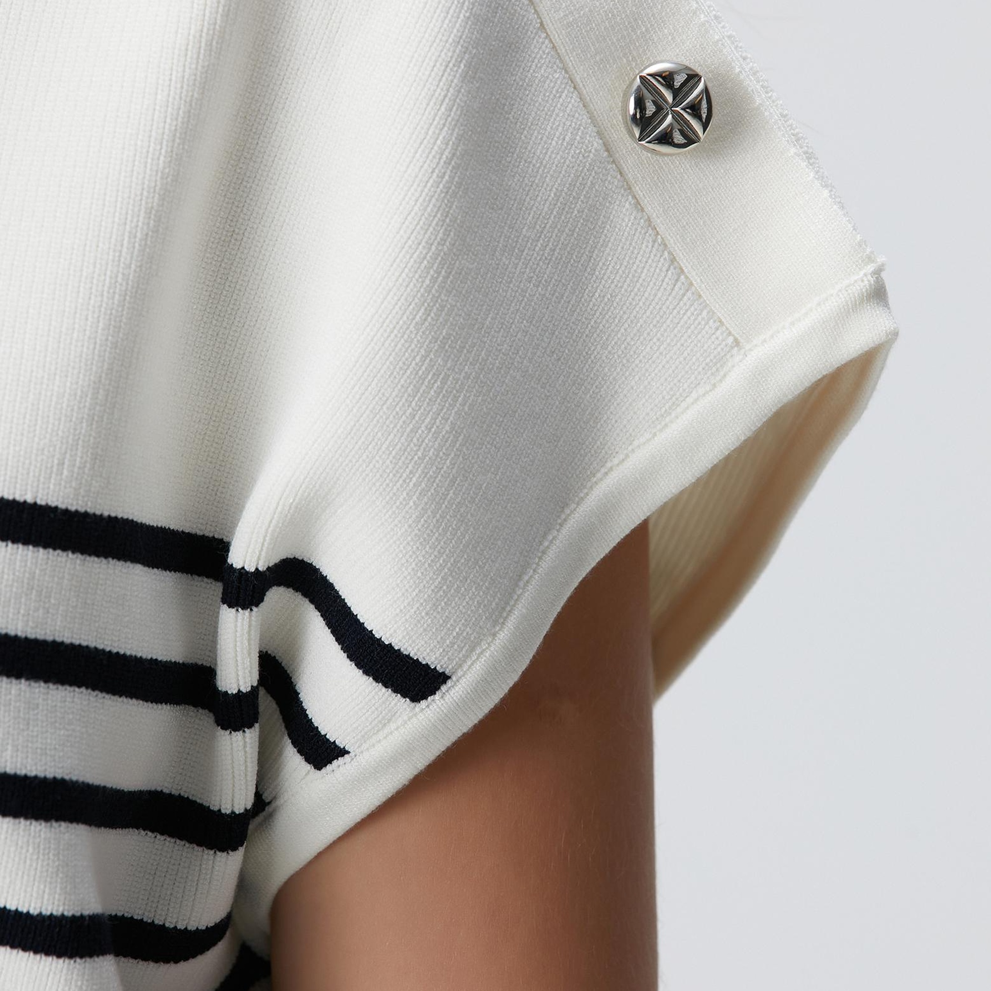 Network Kadın Beyaz Çizgili Kazak