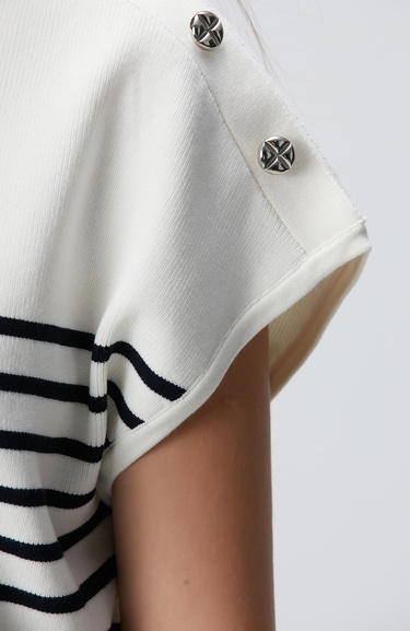  Network Kadın Beyaz Çizgili Kazak