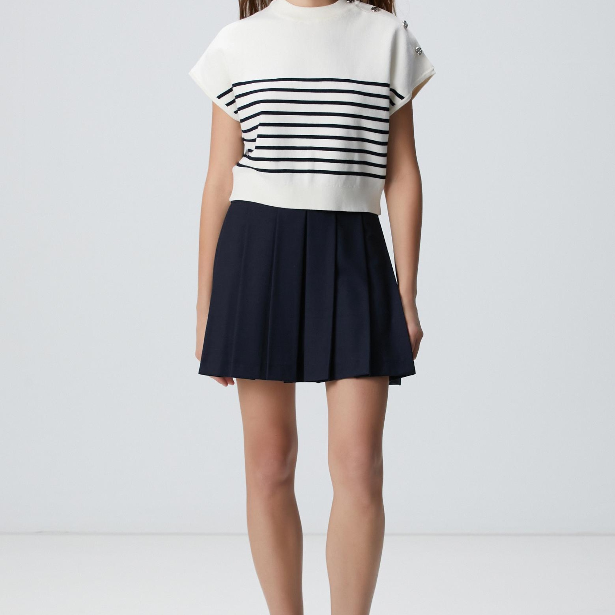 Network Kadın Beyaz Çizgili Kazak