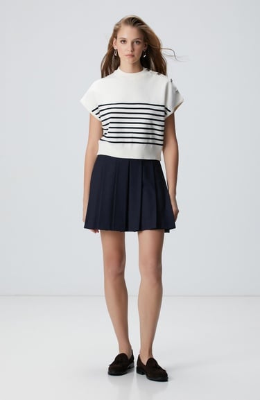  Network Kadın Beyaz Çizgili Kazak