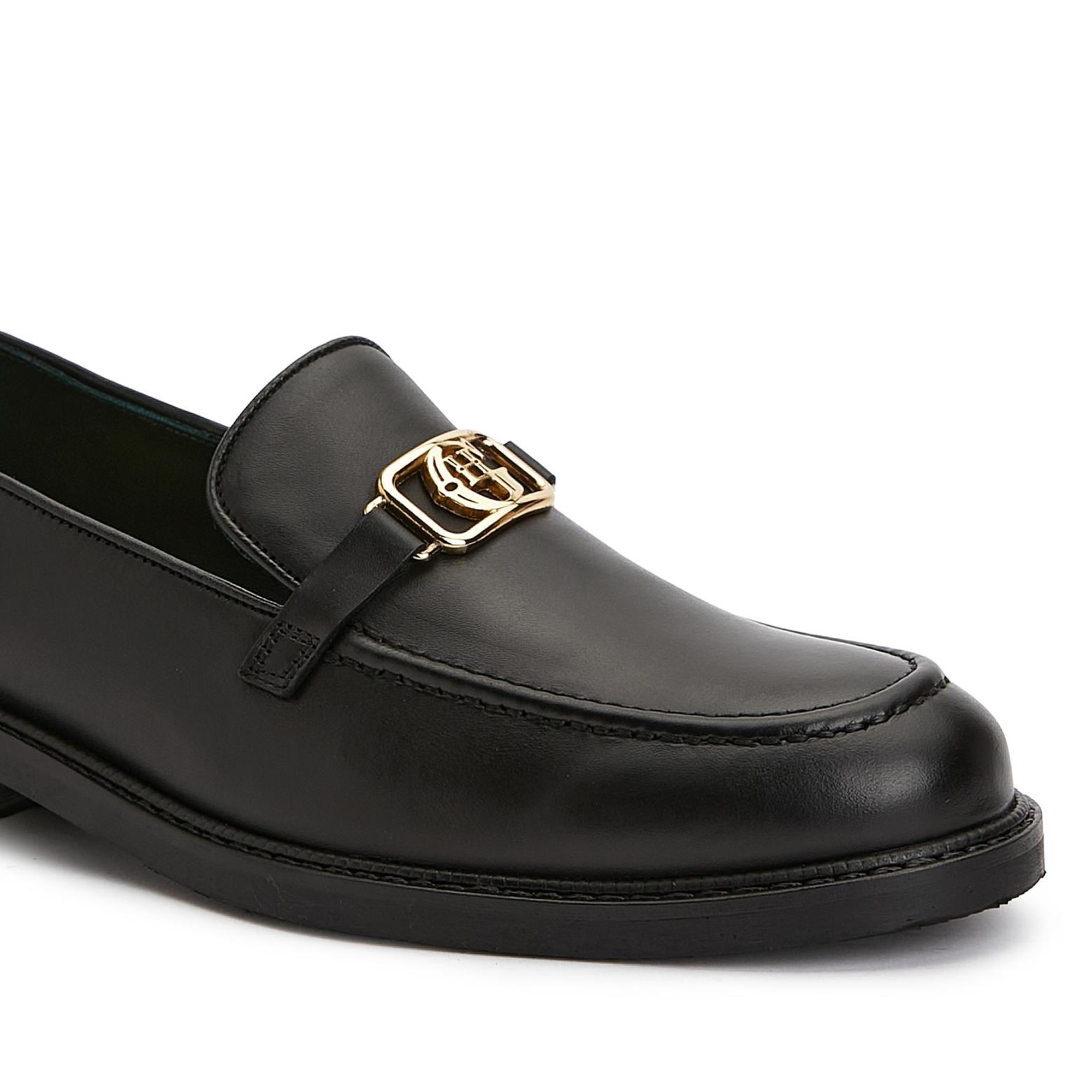 George Hogg Kadın Siyah Tokalı Deri Loafer