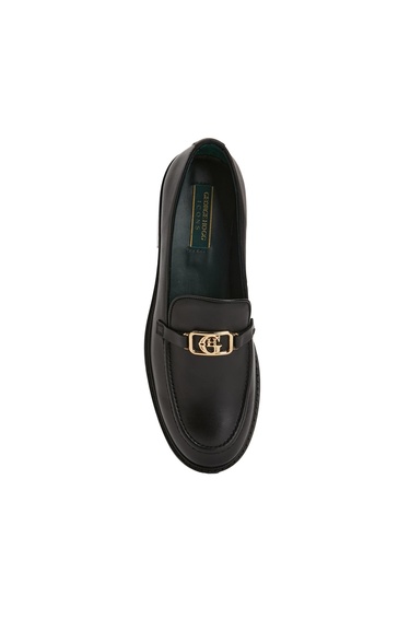  George Hogg Kadın Siyah Tokalı Deri Loafer