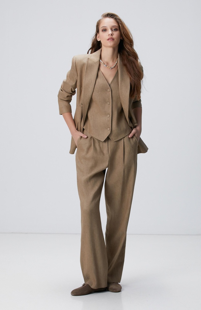  Network Kadın Vizon Melanj Keten Karışımlı Pantolon