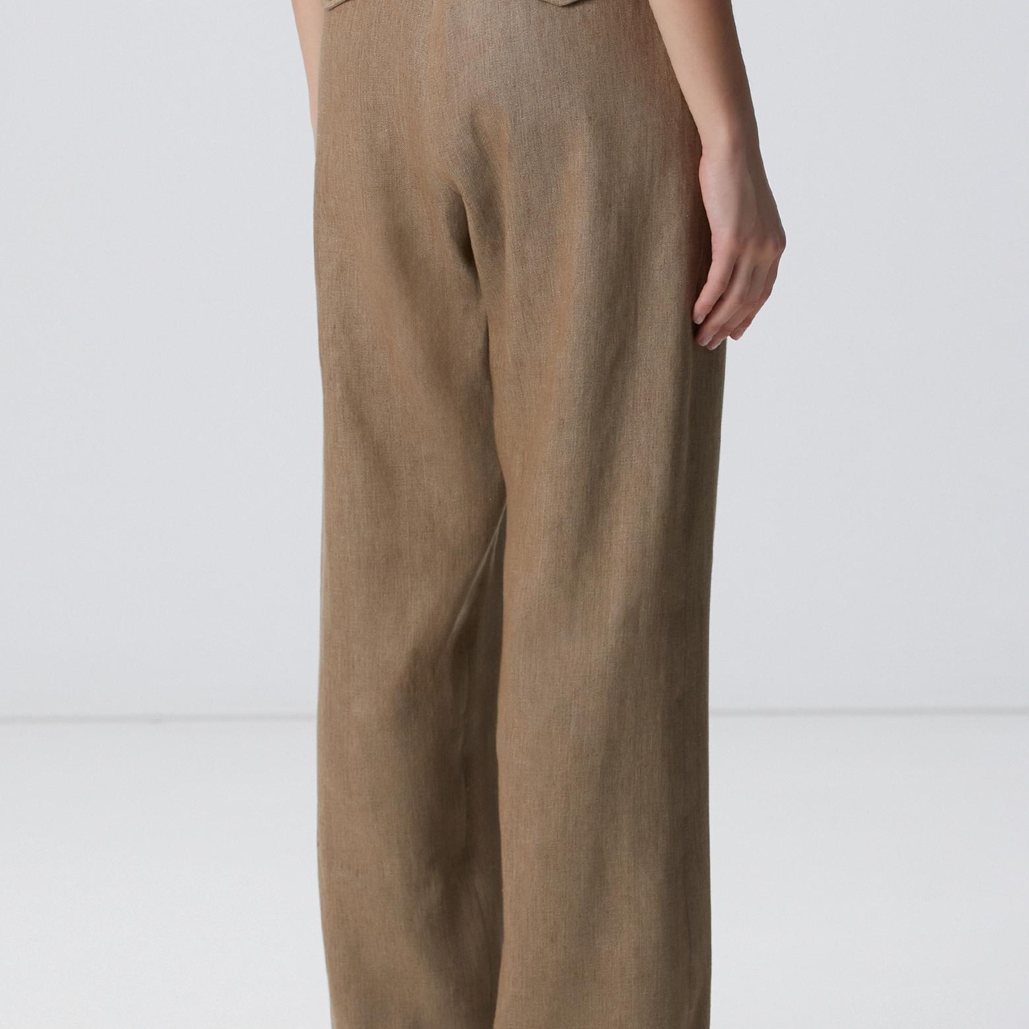 Network Kadın Vizon Melanj Keten Karışımlı Pantolon