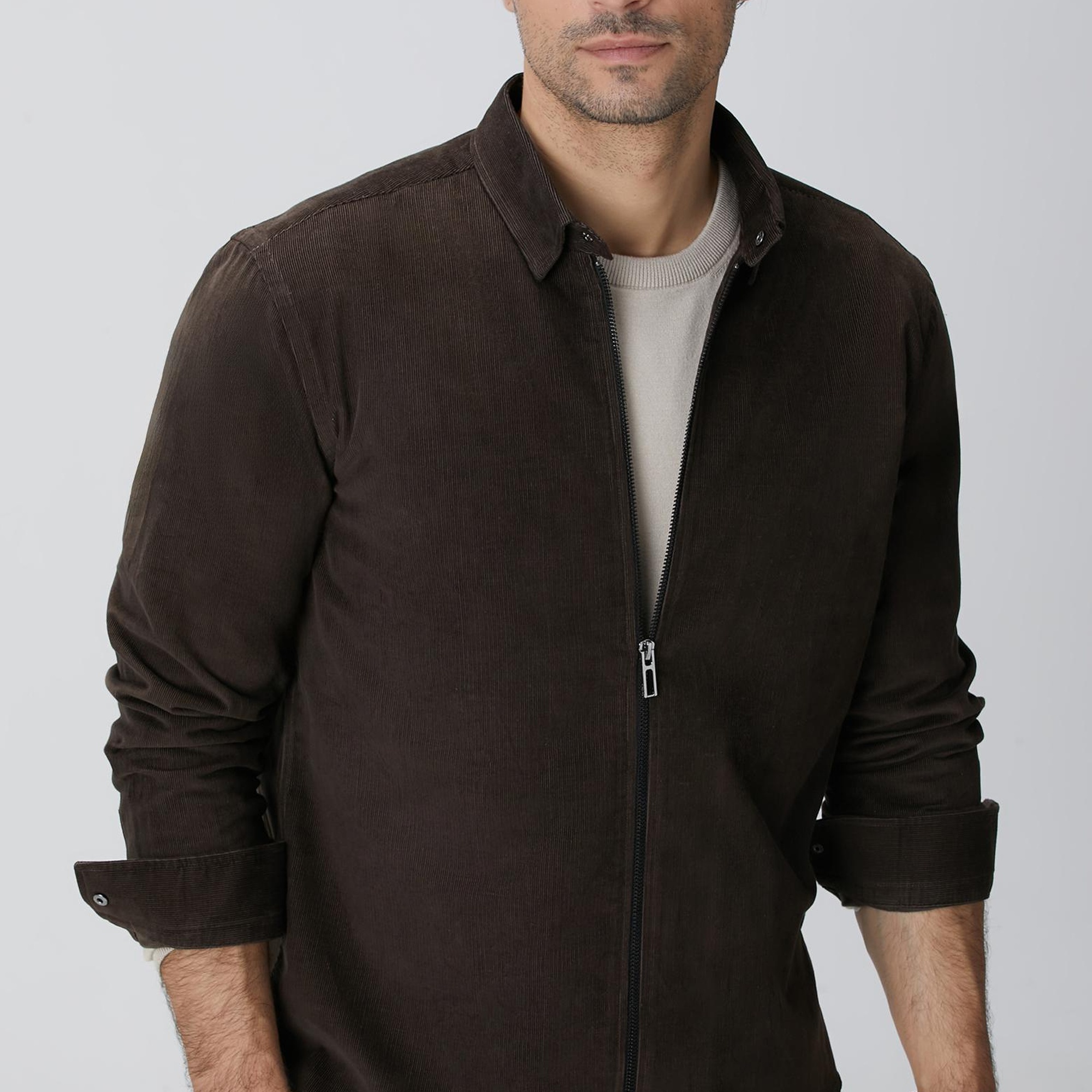 Network Erkek Kahverengi Fitilli Gömlek