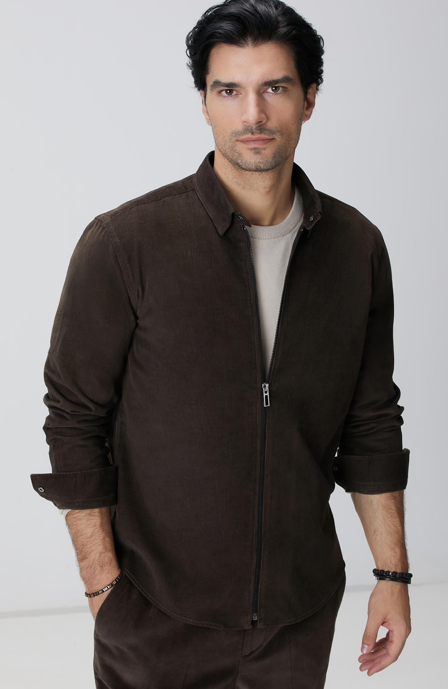  Network Erkek Kahverengi Fitilli Gömlek