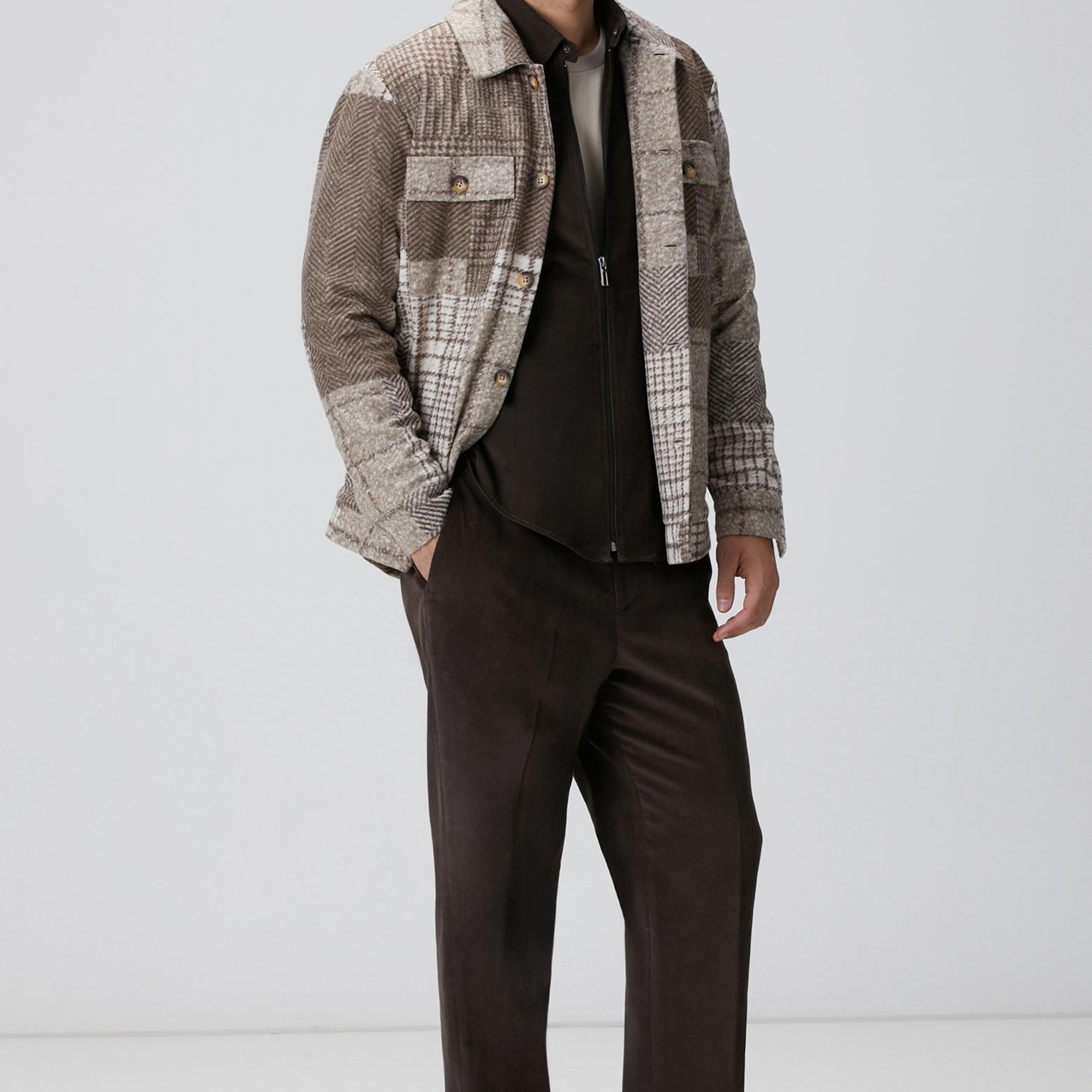 Network Erkek Kahverengi Fitilli Gömlek