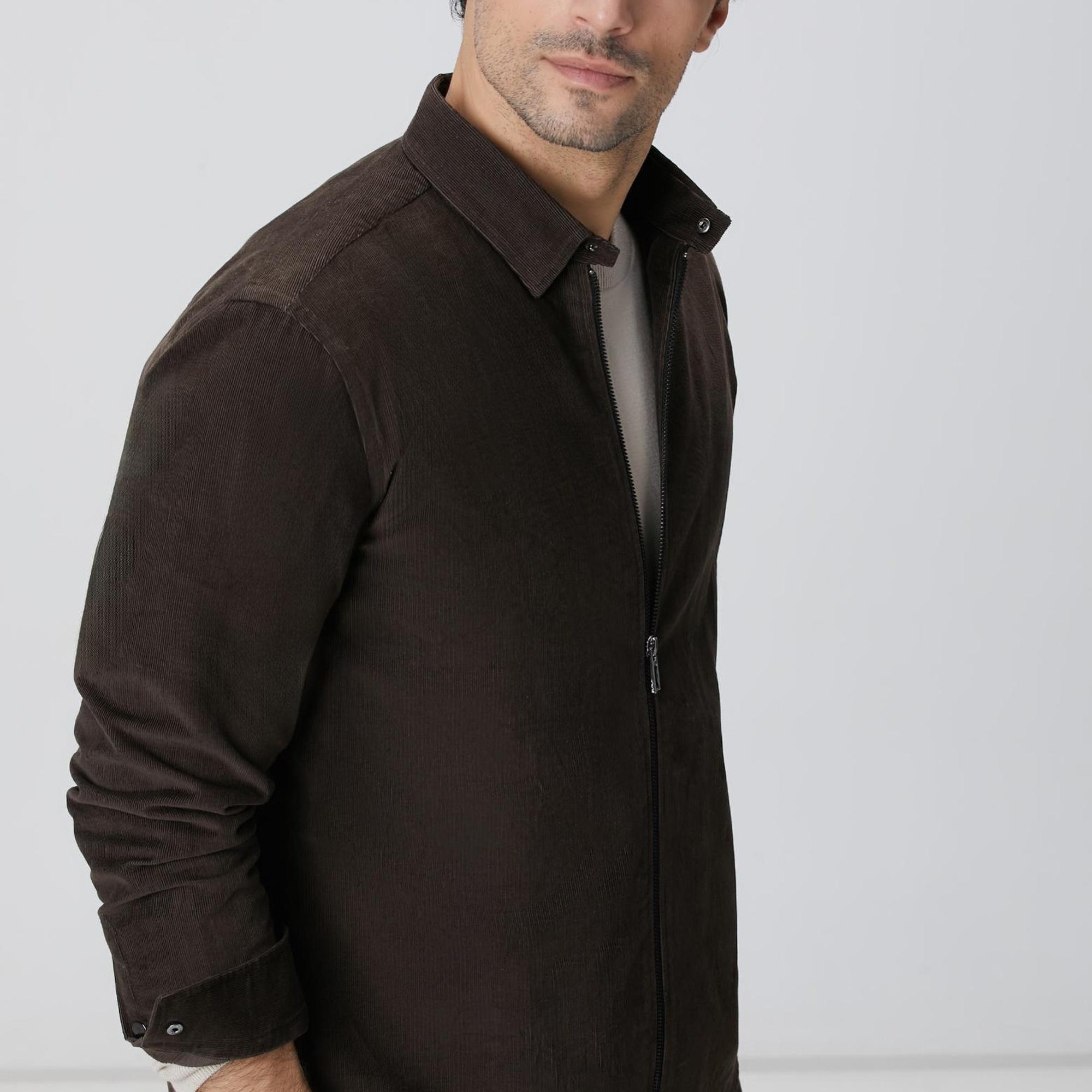 Network Erkek Kahverengi Fitilli Gömlek