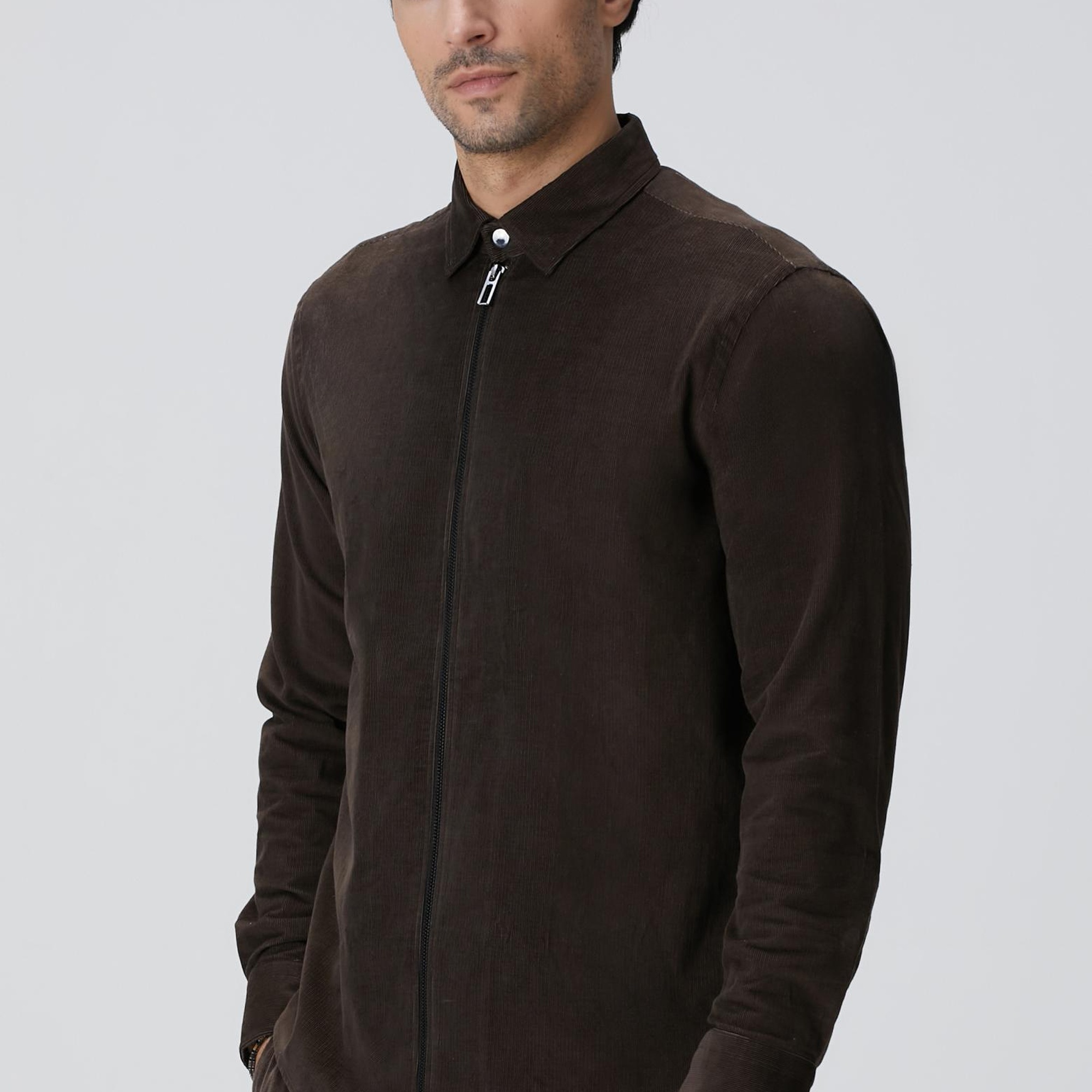 Network Erkek Kahverengi Fitilli Gömlek