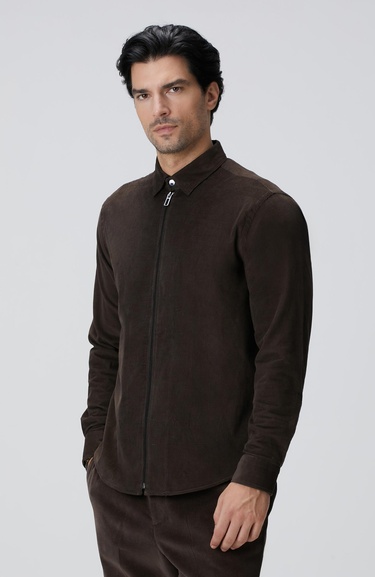  Network Erkek Kahverengi Fitilli Gömlek