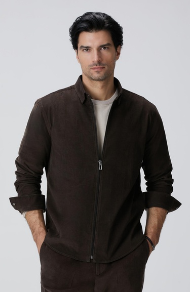  Network Erkek Kahverengi Fitilli Gömlek