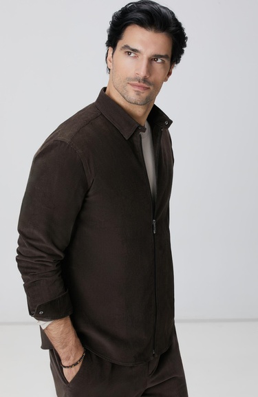  Network Erkek Kahverengi Fitilli Gömlek