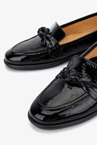  Valmenti Kadın Hakiki Deri Siyah Rugan Casual Ayakkabı