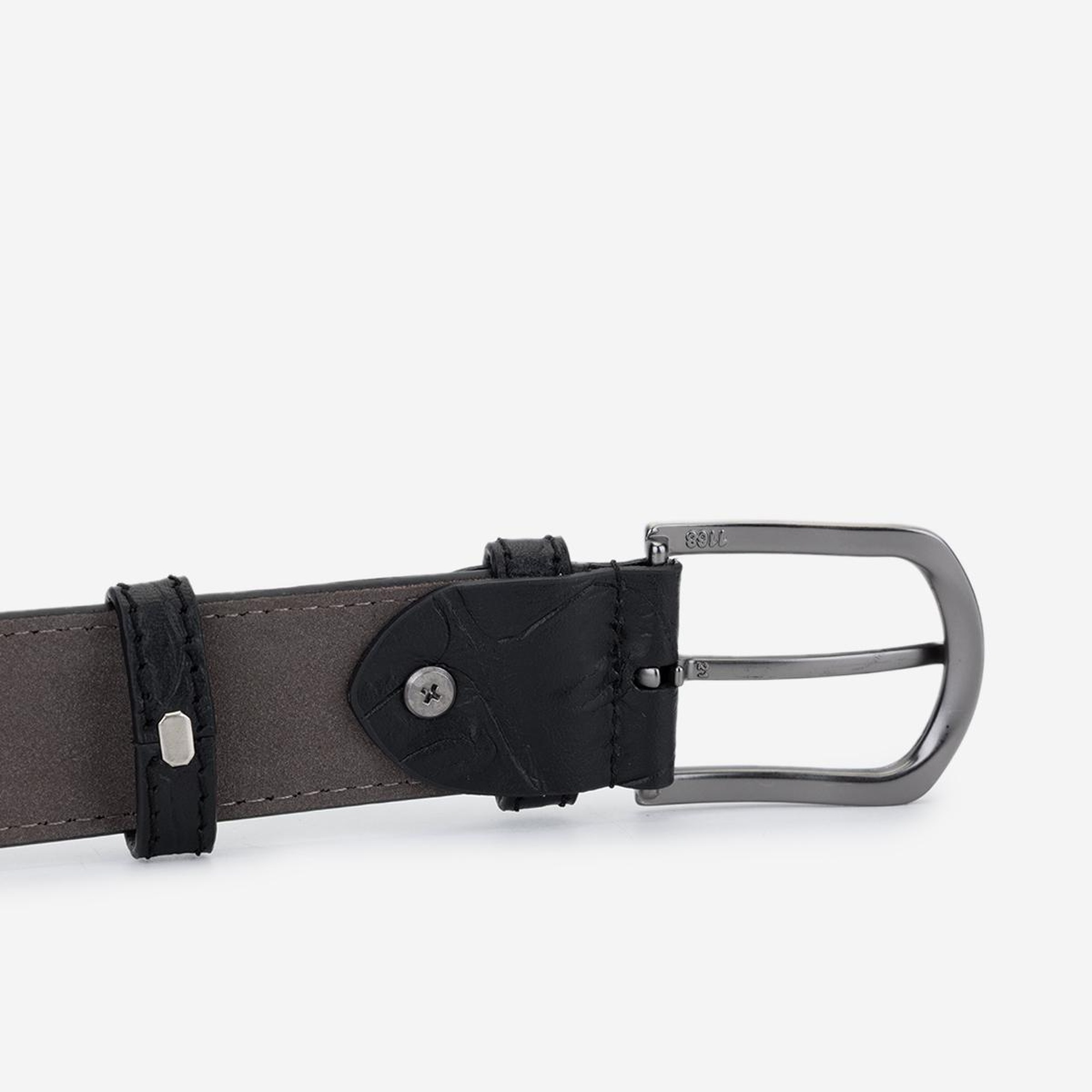 Valmenti Erkek Hakiki Deri Siyah Kroko Klasik Kemer