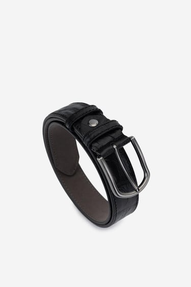  Valmenti Erkek Hakiki Deri Siyah Kroko Klasik Kemer