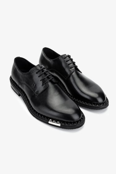 Valmenti Erkek Hakiki Deri Siyah Analin Klasik Ayakkabı