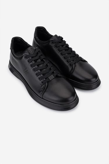  Valmenti Erkek Hakiki Deri Siyah Sneakers & Spor Ayakkabı