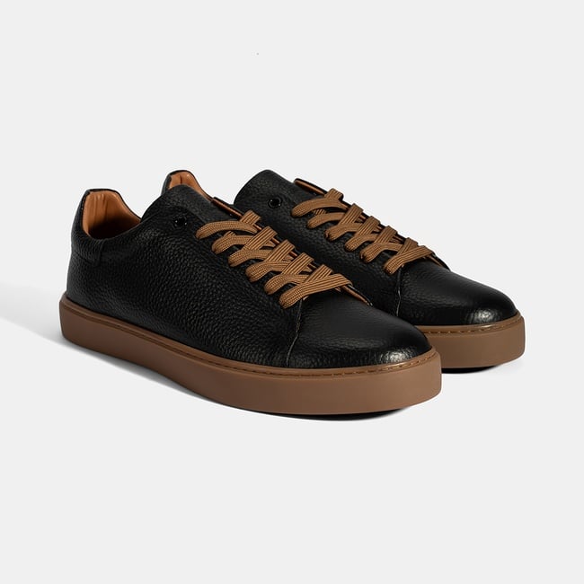  Erkek Siyah Bağcıklı Deri Günlük Ayakkabı