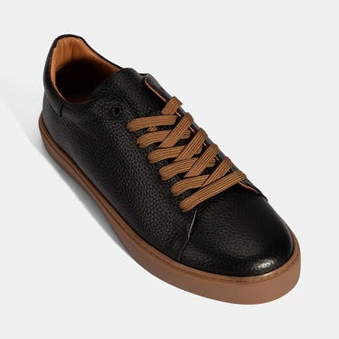  Erkek Siyah Bağcıklı Deri Günlük Ayakkabı