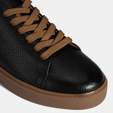  Erkek Siyah Bağcıklı Deri Günlük Ayakkabı