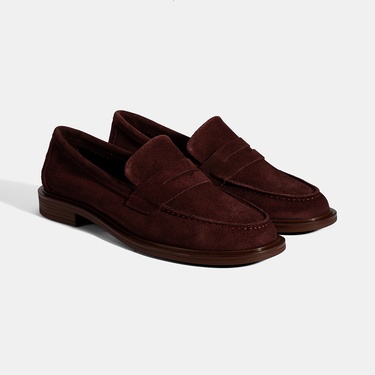  Kadın Bordo Süet Loafer