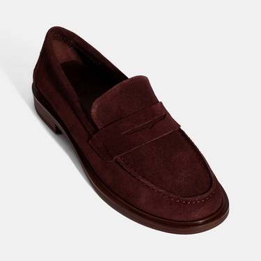  Kadın Bordo Süet Loafer