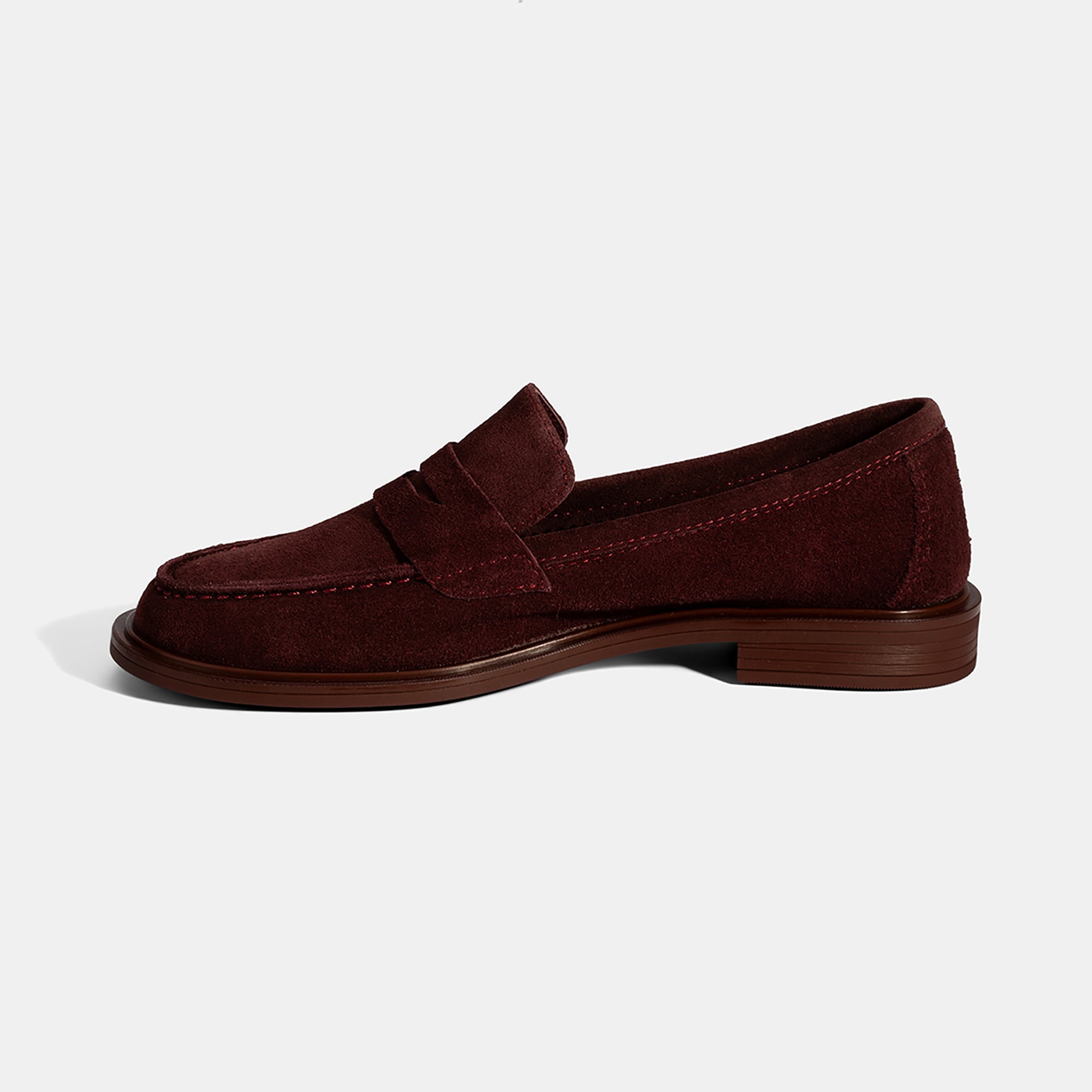 Kadın Bordo Süet Loafer
