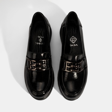  Kadın Siyah DesaComfort Toka Detaylı Deri Ayakkabı