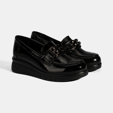  Kadın Siyah DesaComfort Toka Detaylı Deri Ayakkabı