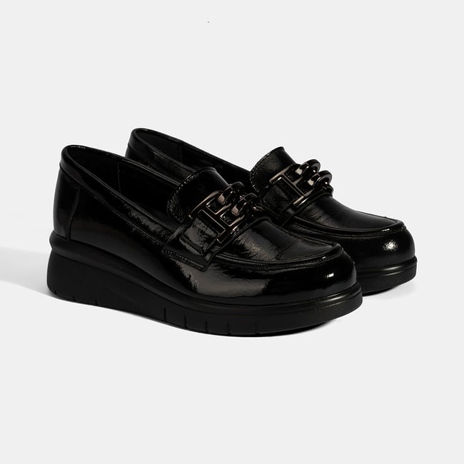  Kadın Siyah DesaComfort Toka Detaylı Deri Ayakkabı