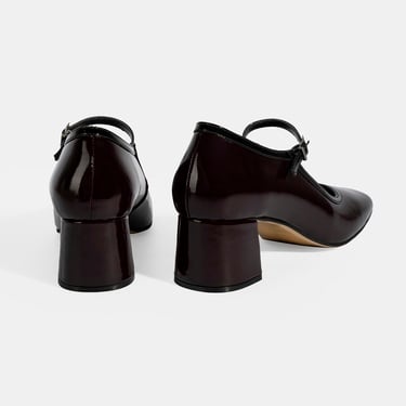  Kadın Bordo Ayarlanabilir Tokalı Kalın Topuklu Klasik Ayakkabı