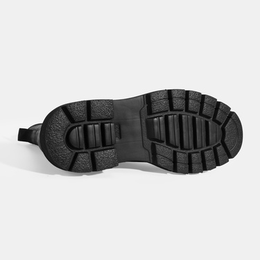  Erkek Siyah Lastik Detaylı Deri Bot